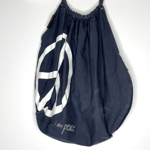 Peace Love World Blue & White “I am Peace” “I am love” peace sign shoulder bag - Picture 10 of 16